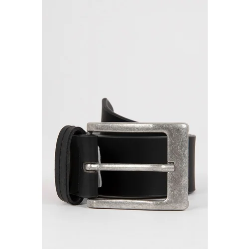 Defacto Men's Rectangular Buckle Faux Leather Jean Belt