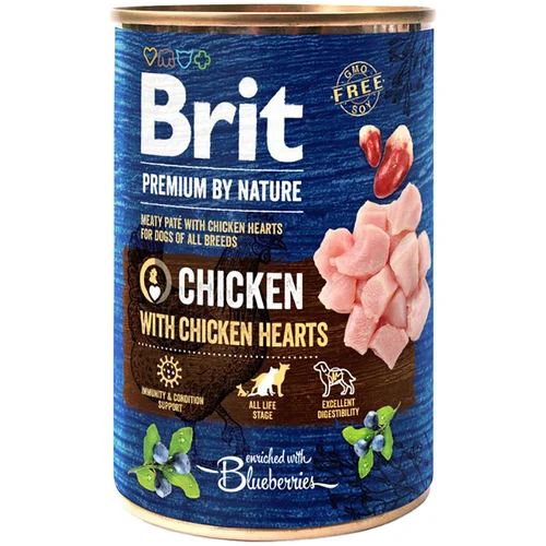 Brit Premium by Nature 6 x 400 g - Piletina s pilećim srcima