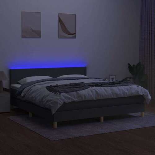  Box spring s madracem LED tamnosivi 180x200 cm tkanina Slike