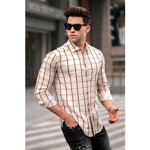 Madmext shirt - yellow - fitted Slike