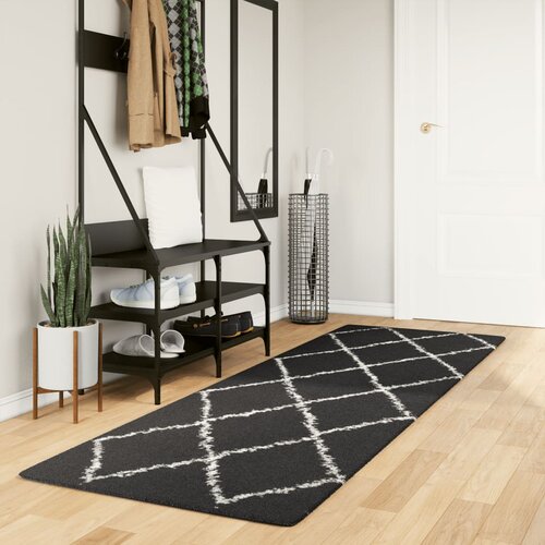vidaXL Košata preproga moderna črna in krem 80x250 cm Cene