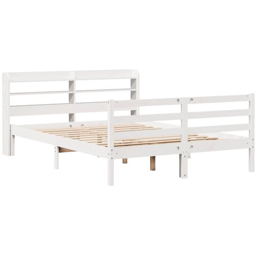 vidaXL Posteljni okvir z vzglavjem bel 135x190 cm trdna borovina, (21303328) Cene