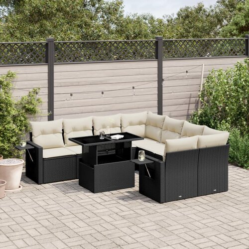 vidaXL 9-dijelni set vrtnih sofa s jastucima crni od poliratana Cijene
