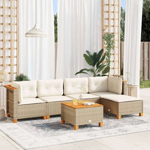 vidaXL 6-dijelni set vrtnih sofa s jastucima bež od poliratana Cijene