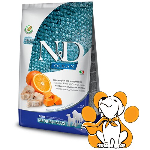 N&d ocean Adult Medium&Maxi Codfish, Pumpkin & Orange 12kg - Granule od Bakalara Cene