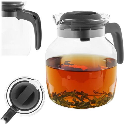 KADAX steklen vrč za čaj in kavo 1,5 l, toplotno odporen za pijače s pokrovom, siv, (5000351521) Cene