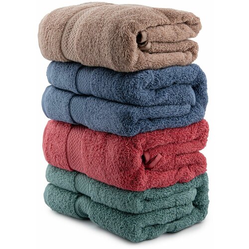 colorful 70 - style 2 greenroseroyalbrown bath towel set (4 pieces) Slike