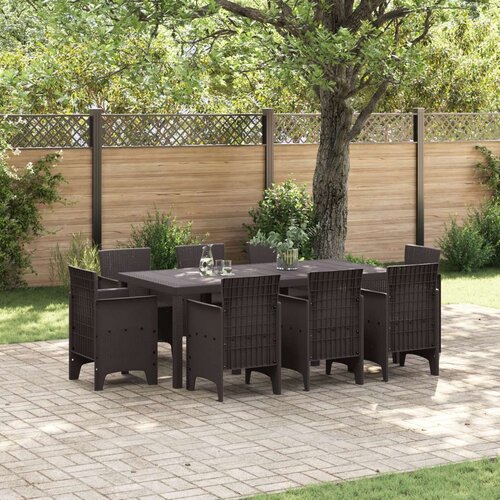  9-delna vrtna jedilna garnitura Rjava Poly Rattan, (22089808) Slike