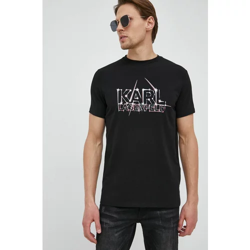 Karl Lagerfeld Majica kratkih rukava za muškarce, boja: crna, s tiskom