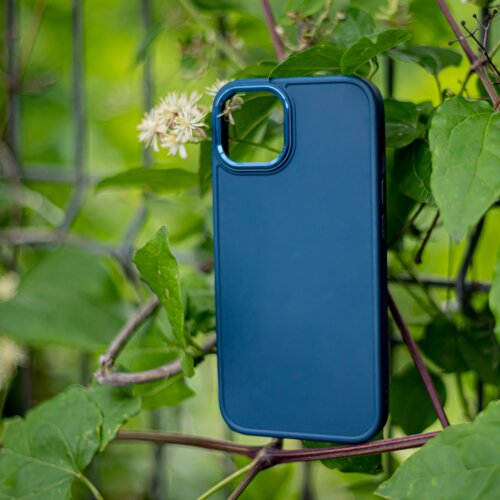Satin silikonski ovitek za iPhone 13 Pro - moder Slike