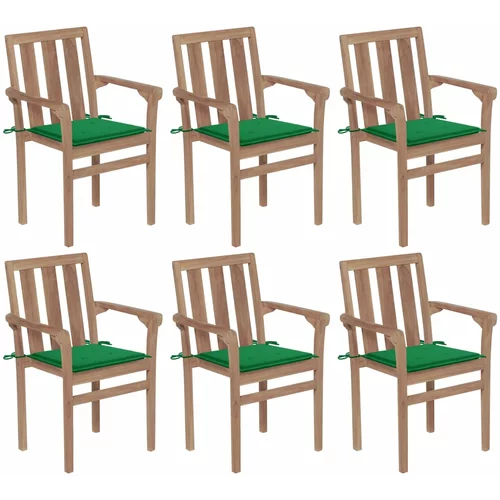  složive vrtne stolice s jastucima 6 kom od masivne tikovine