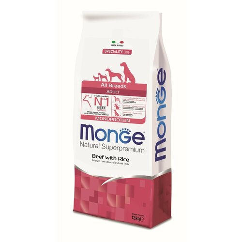 Monge Suva hrana za odrasle pse svih rasa sa ukusom govedine i pirinča, 12kg Slike