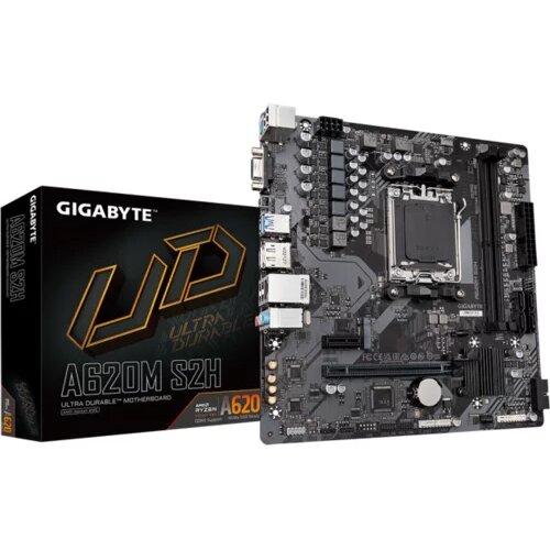 Gigabyte Matična ploča A620M S2H, AM5 2 x DDR5 2 x DDR5 4 x SATA 1 x D-Sub 1 x DisplayPort 1 x HDMI port Micro ATX Cijene