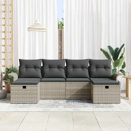 Sjedeća garnitura za vrt 6 kom. Poli ratan Smeđa 251 x 117 x 85 cm Slike