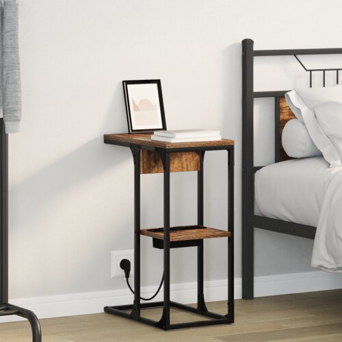 VidaXL Nočna omarica Dimljen hrast 41.5 x 26 x 60.5 cm Konstruiran les Slike