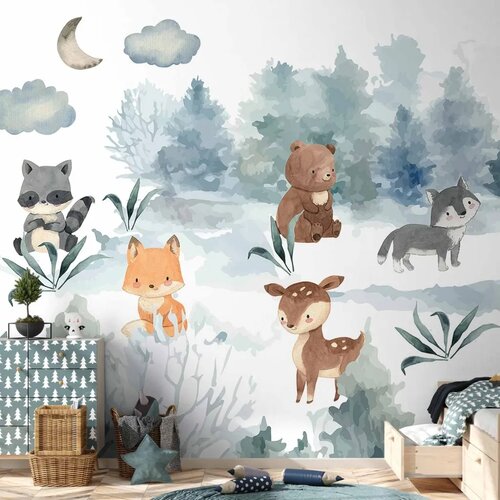  Foto tapeta - Forest Games - Animals in a Forest Painted in Watercolours 250x175 Premium Cene