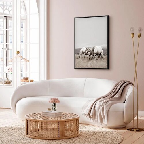  Slika - White Horses (1 Part) Vertical 80x120 U crnom drvenom okviru Slike