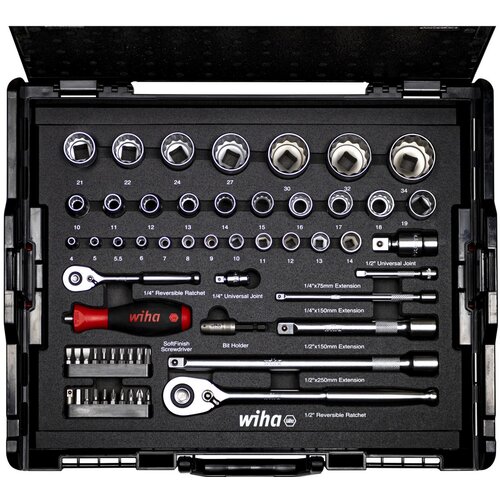 Wiha 44685 set gedora i bitova, 1/4&amp;quot; i 1/2&amp;quot;, 60 delova, u L-Boxxu Slike