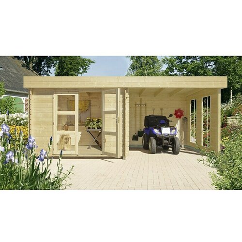 KIEHNHOLZ Vrtna kućica Esbjerg 485 (Vanjska dimenzija uklj. krovni prevjes (Š x D): 423 x 232 cm, Drvo, Natur) Cijene