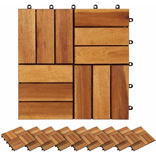  Pločice za decking 30 pcs Smeđa 30 x 30 cm Acacijsko drvo Slike