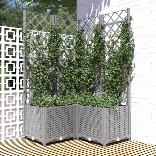 vidaXL Vrtna sadilica s rešetkom svjetlosiva 80x80x136 cm PP Cijene