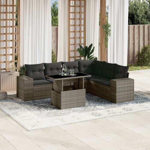 vidaXL 7-dijelni set vrtnih sofa sivi od poliratana Cijene