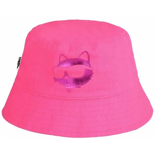 Karl Lagerfeld Otroški bombažni klobuk roza barva