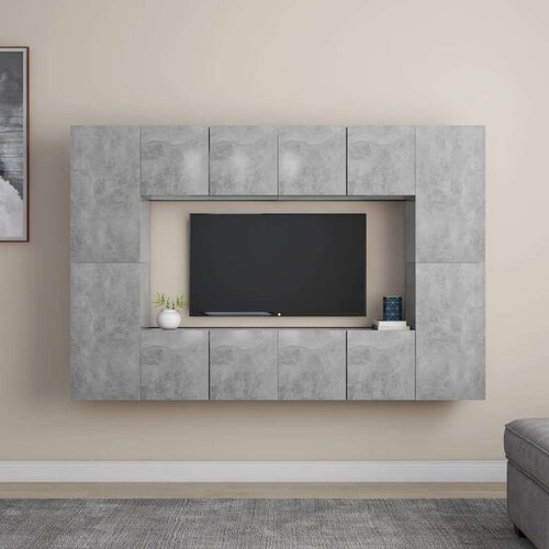  Komplet TV omaric 8-delni betonsko siva iverna plo&scaron;ča, (20732156) Cene