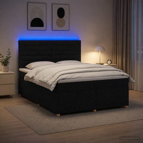  Boxspring krevet s madracem Crna 140 x 200 cm Tkanina - Crna 140 x 200 cm Dizajn linija Cene