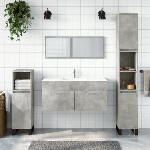 The Living Store Kopalni&amp;scaron;ka omarica z ogledalom betonsko siv inženirski les - Kopalni&amp;scaron;ka Omarica Z Ogledalom, (21436685) Slike
