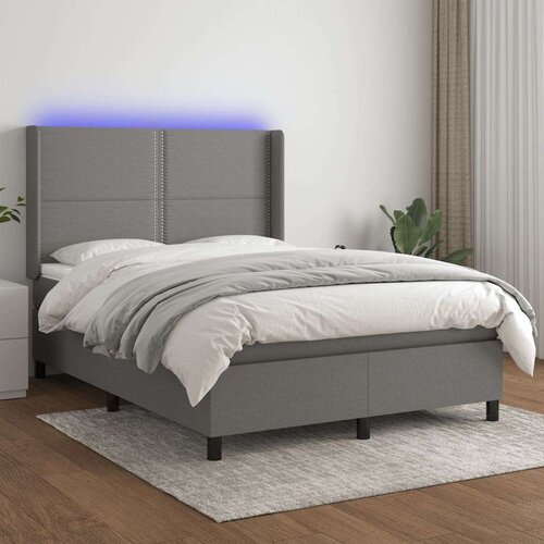  Box spring s madracem LED tamnosivi 140x190 cm tkanina Slike