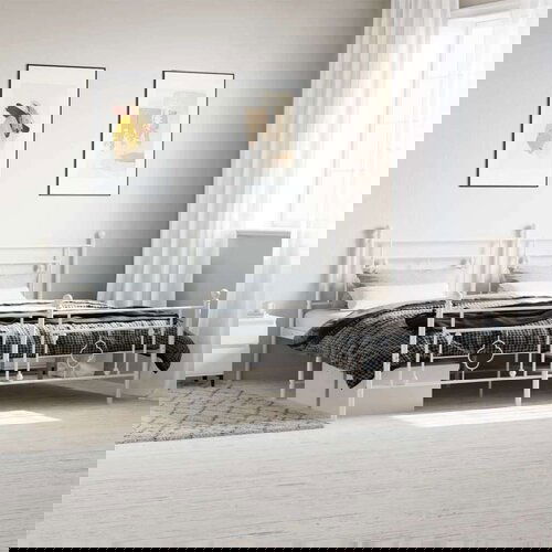 Metalni okvir kreveta uzglavlje i podnožje bijeli 200x200 cm Slike