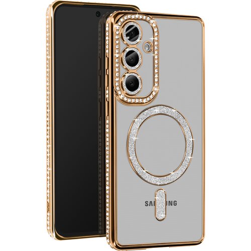 AVIZAR ohi&scaron;je diamond za samsung galaxy S24 fe magsafe obris strass, zlata, (5000016726) Cene