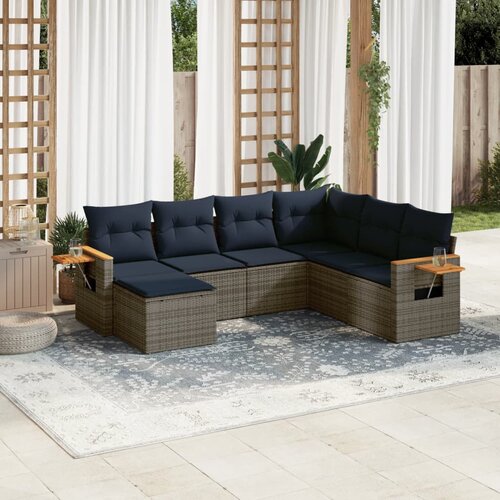 vidaXL 7-dijelni set vrtnih sofa od poliratana s jastucima sivi Cijene