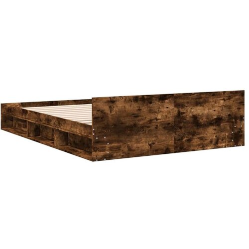 vidaXL Posteljni okvir s predali dimljen hrast 160x200 cm inž. les Cene