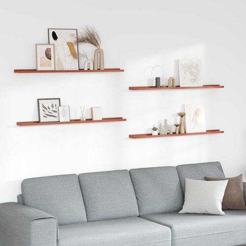  Polica na zidu 4 pcs Crvena 115 x 9 x 3 cm Konstruirano drvo Cijene