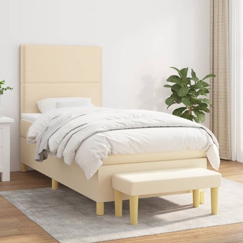 The Living Store Box spring postelja z vzmetnico krem 90x190 cm blago - Box Spring Postelja, (21513769) Cene