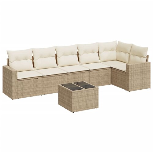VidaXL 7-dijelni set vrtnih sofa od poliratana s jastucima bež Slike