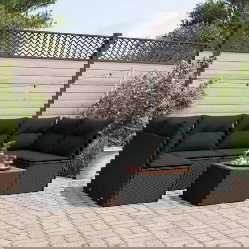 VidaXL 7-dijelni set vrtnih sofa od poliratana s jastucima crni Slike