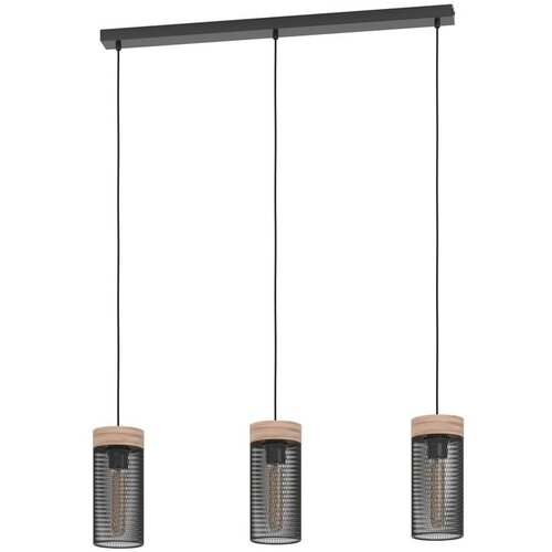 Eglo Viseća lampa KILNSDALE 3xE27 81 cm crna/drvo 43834 Slike