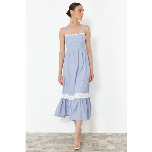 Trendyol Blue Waist Opening Guipure Detailed Maxi Woven Dress Cijene
