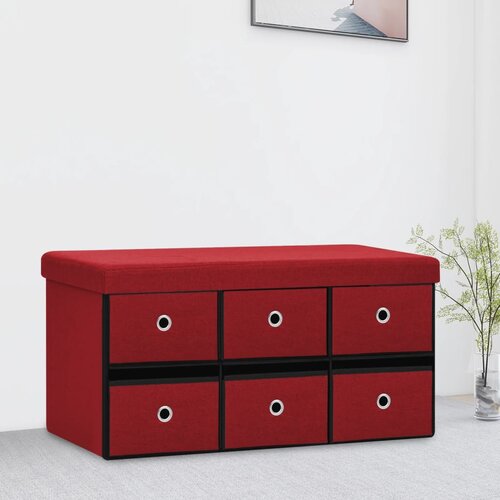 VidaXL Sklopiva klupa za pohranu boja vina 76x38x38 cm umjetno platno Slike