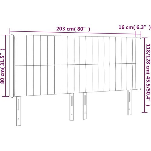  Uzglavlje plavo 203 x 16 x 118/128 cm od tkanine Slike