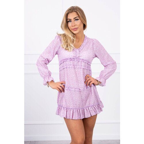 Kesi Dress with decorative ruffles in purple color Cene