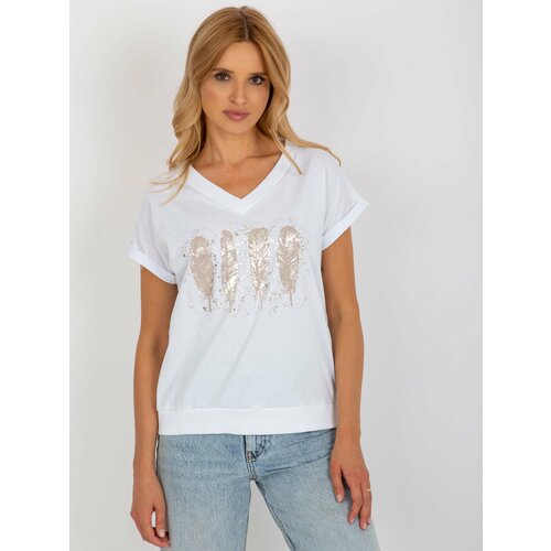 Fashion Hunters White blouse with glossy print RUE PARIS Slike
