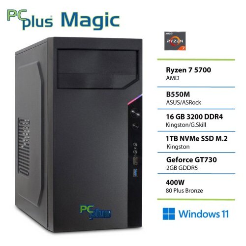 PCPLUS Magic Ryzen 7 5700 16GB 1TB SSD GT730 Windows 11 Home namizni računalnik Cene