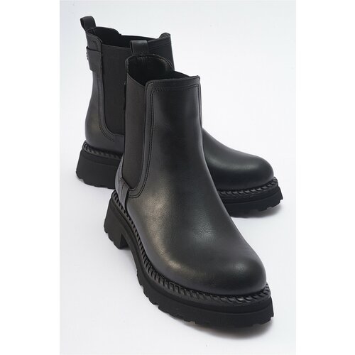 LuviShoes MARLY Women's Black Leather Elastic Chelsea Boots. Slike