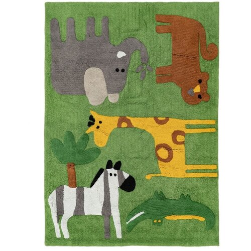 Ixia Zeleni periv pamučan dječji tepih 120x160 cm Animals – Cijene
