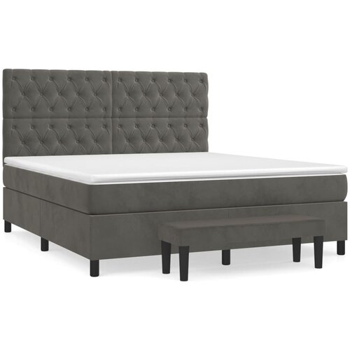 Maison Chic Box spring postelja - Vzmetna postelja z vzmetnico temno siva 160x200 cm žamet SL7995, (21902127) Cene