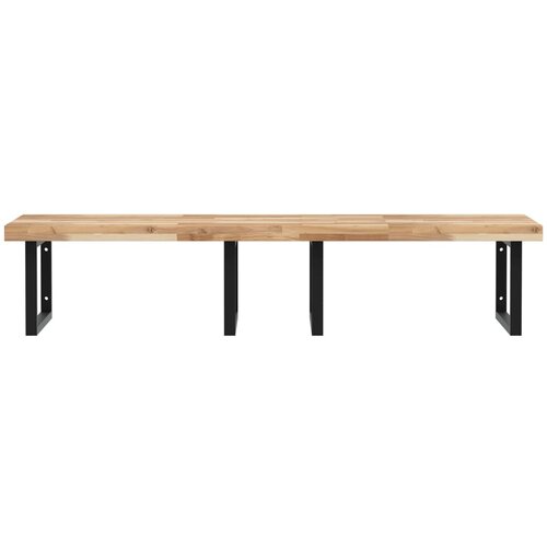  Zidna polica za umivaonik od čelika i masivnog bagremovog drva Smeđa 120 x 60 x 4 cm Slike